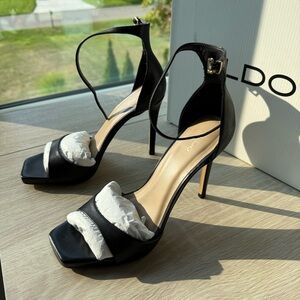 Aldo Elegant Black Ankle Strap Heels